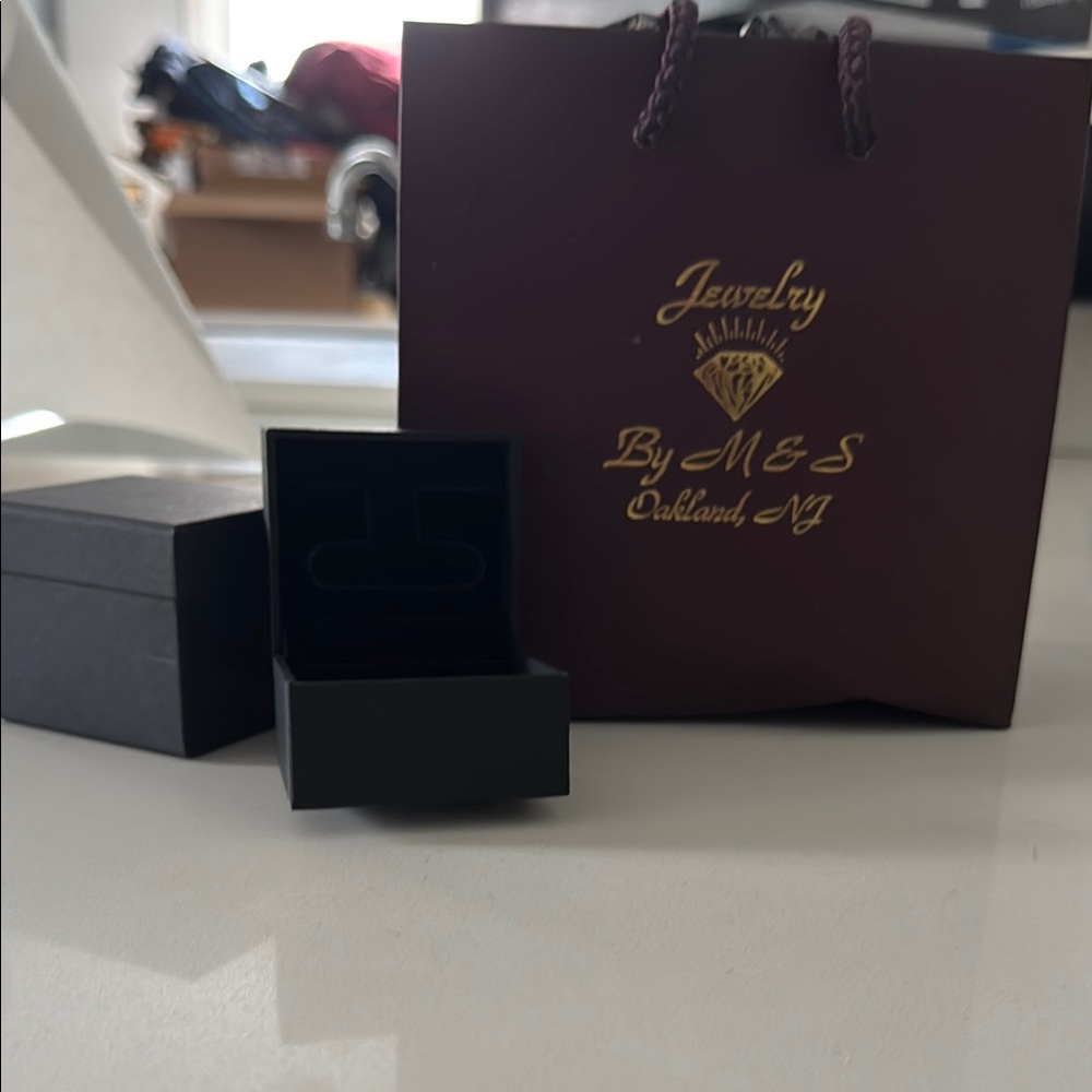 Elegant Black Jewelry Box with original jewelry bag, and tissue paper